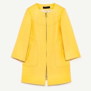 Zara Yellow Round Neck Tailored Coat XS